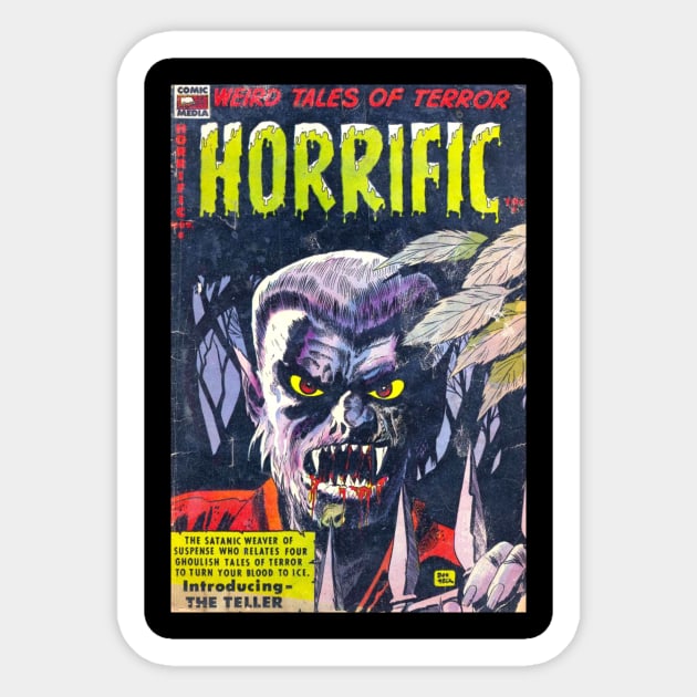 Vintage Werewolf Horror Comic Cover Sticker by Weirdette